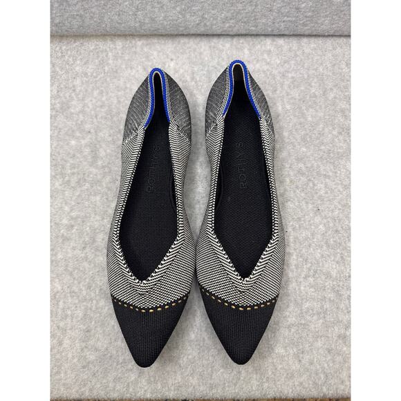 Rothy’s The Point Gray Mist Herringbone Cap Toe Flats 6.5 NWOT Eco Knit - Picture 2 of 6